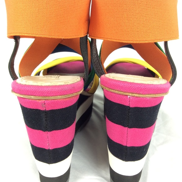 Prada elastic Stripe wedge sandals color block 6 - Picture 4 of 8